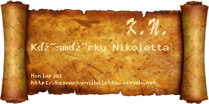Késmárky Nikoletta névjegykártya