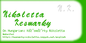 nikoletta kesmarky business card